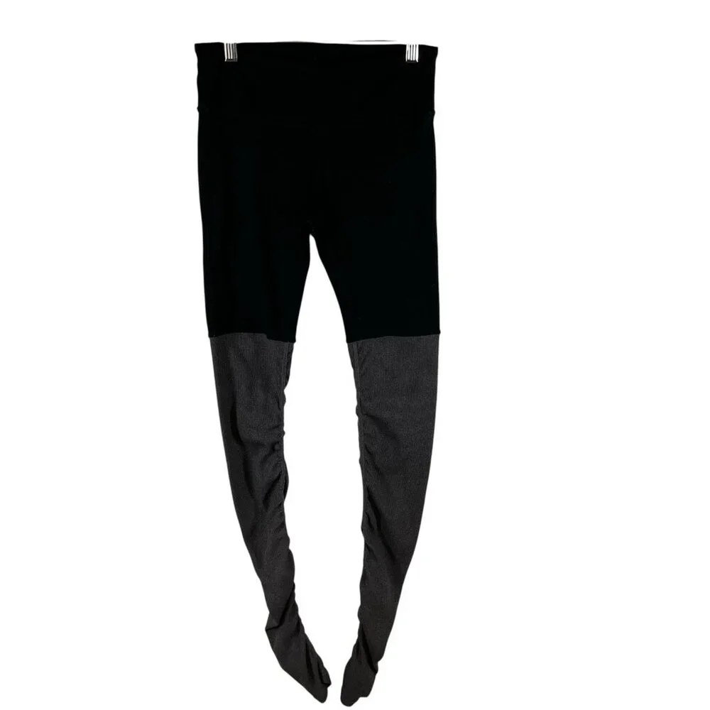 Alo yoga goddess leggings black gray‎ womens S ribbed athletic dance